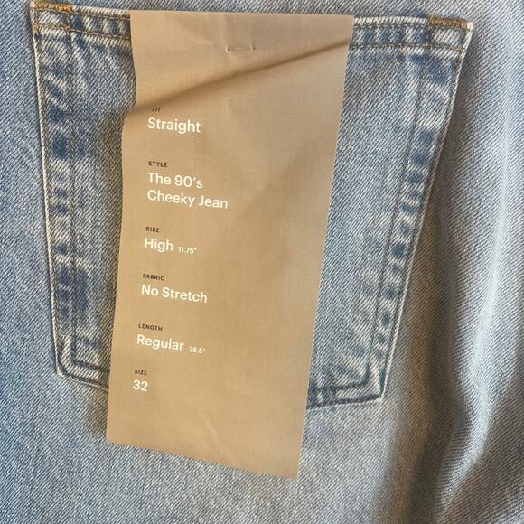 Everlane The ’90s Cheeky Jean Vintage Sunbleached Blue Straight Leg Size 32 NWT - Picture 8 of 13